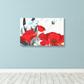 Moderne Abstracte Rode Floral Canvas Afdruk (Insitu (Houten vloer))