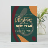 Moderne Abstracte rode, groene kerst Feestdagenkaart (Staand voorkant)