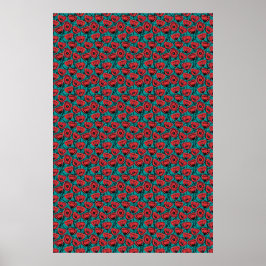 Moderne Abstracte Rode Klaproos Bloemmotief Poster
