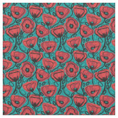 Moderne Abstracte Rode Klaproos Bloemmotief Stof (Close Up)