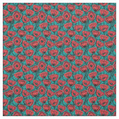 Moderne Abstracte Rode Klaproos Bloemmotief Stof (Swatch)