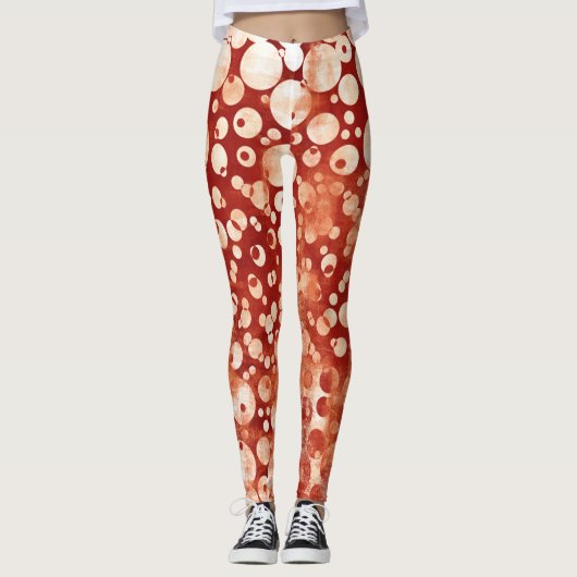 Moderne Abstracte rode rode rode balken gepatterd Leggings (Voorkant)