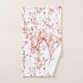 Moderne Abstracte Rode Toile Wildbloemen op wit Bad Handdoek (Handdoek)