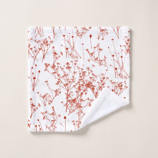 Moderne Abstracte Rode Toile Wildbloemen op wit Bad Handdoek (Wasdoekje)
