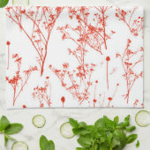 Moderne Abstracte Rode Toile Wildbloemen op wit Theedoek (Gevouwen)