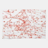 Moderne Abstracte Rode Toile Wildbloemen op wit Theedoek (Horizontaal)