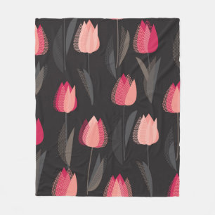 Moderne abstracte rode tulpbloemen naadloos patroo fleece deken