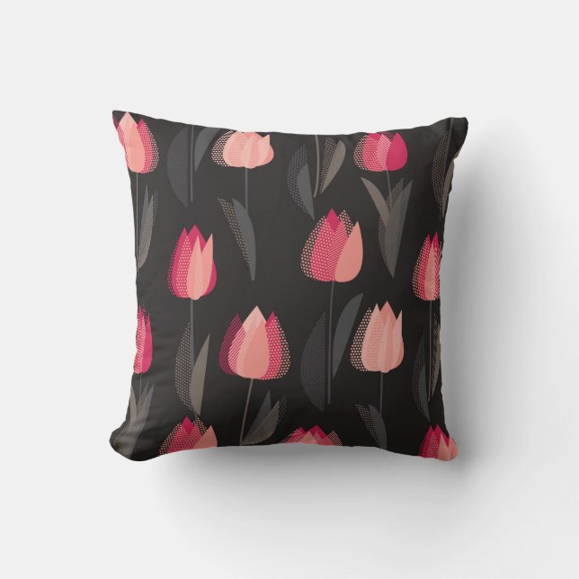 Moderne abstracte rode tulpbloemen naadloos patroo kussen (Voorkant)
