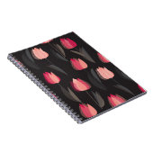 Moderne abstracte rode tulpbloemen naadloos patroo notitieboek (Rechterzijde)