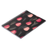 Moderne abstracte rode tulpbloemen naadloos patroo notitieboek (Linkerzijde)