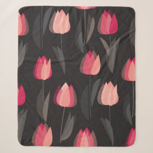 Moderne abstracte rode tulpbloemen naadloos patroo sherpa deken