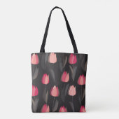 Moderne abstracte rode tulpbloemen naadloos patroo tote bag (Achterkant)