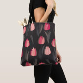 Moderne abstracte rode tulpbloemen naadloos patroo tote bag (Dichtbij)