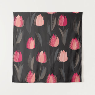 Moderne abstracte rode tulpbloemen naadloos patroo wandkleed