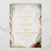 Moderne Abstracte Rode Waterverf Folie Uitnodiging (Voorkant)