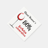 Moderne Abstracte rode wijnglas 80ste verjaardagsf Servet (Hoek)