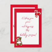 Moderne Abstracte rode-witte kerstkaart (Voorkant / Achterkant)