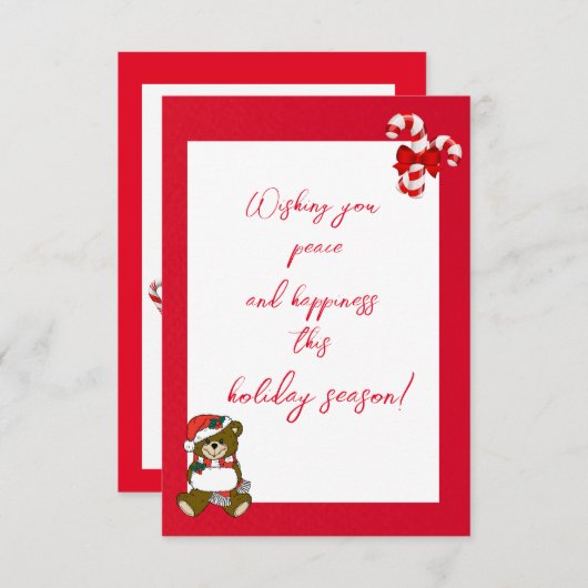 Moderne Abstracte rode-witte kerstkaart (Voorkant / Achterkant)