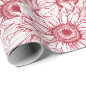 Moderne Abstracte Rode Zonnebloem Patroon Kerstmis Cadeaupapier (Rol Hoek)