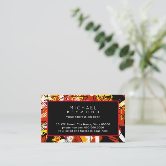 Moderne Abstracte rode zwarte achtergrond Visitekaartje (Staand voorkant)