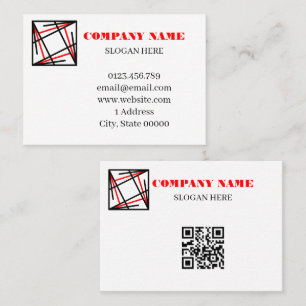 Moderne Abstracte Rode Zwarte Lijnen QR-code Visitekaartje