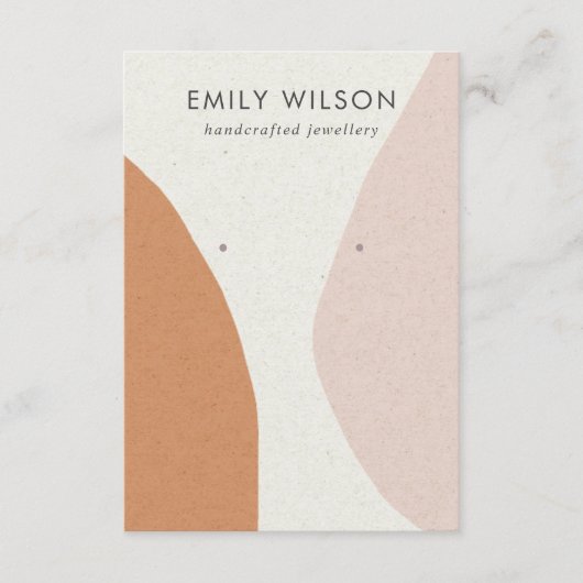 Moderne Abstracte Roest Blush Art Oorbel Display Informatiekaartje (Voorkant)