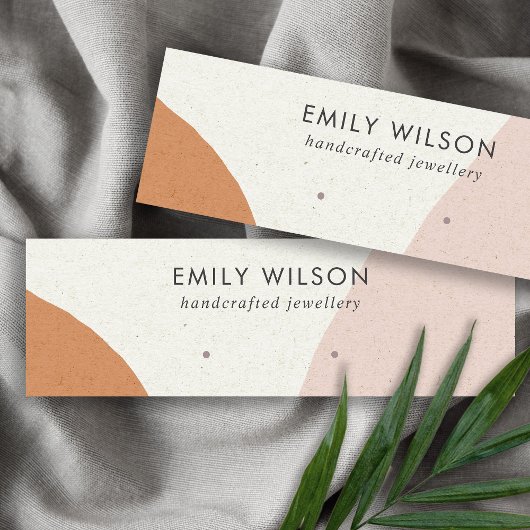 Moderne Abstracte Roest Blush Art Oorbel Display Mini Visitekaartje