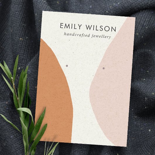 Moderne Abstracte Roest Blush Art Oorbel Display Visitekaartje