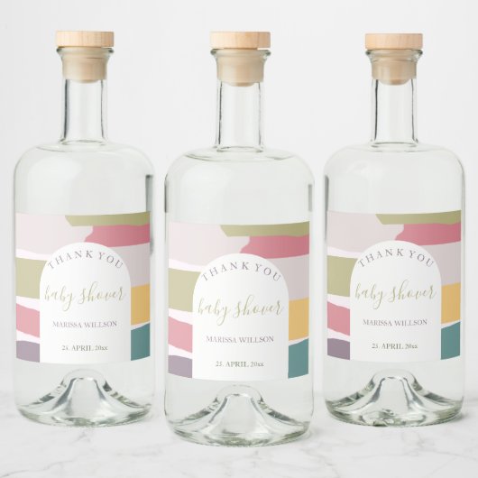 Moderne Abstracte romige zomerkleuren Splash Likeurfles Etiket (Flessen)