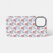 Moderne Abstracte Rood en Blauw Geometrisch Patroo iPhone Hoesje (Achterkant horizontaal)