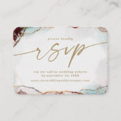 Moderne Abstracte Rood & Goud Wedding Website RSVP Informatiekaartje (Voorkant)