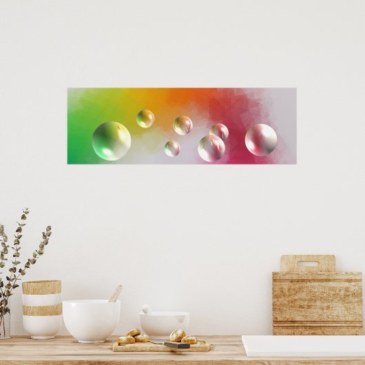 Moderne Abstracte roodgeel blauw Poster (Keuken)