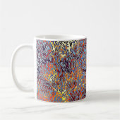Moderne Abstracte roodgeel zwart Koffiemok (Links)