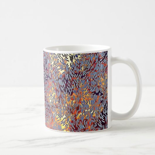 Moderne Abstracte roodgeel zwart Koffiemok (Rechts)