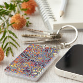 Moderne Abstracte roodgeel zwart Sleutelhanger (Voorkant Rechts)