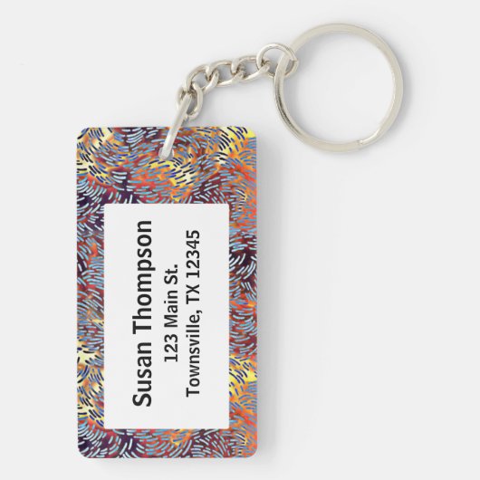 Moderne Abstracte roodgeel zwart Sleutelhanger (achterkant)