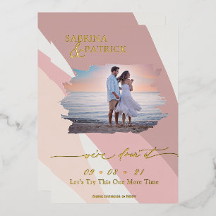 Moderne Abstracte Roos Blush foto Folie Uitnodiging