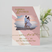 Moderne Abstracte Roos Blush foto Folie Uitnodiging (Staand Voorkant)