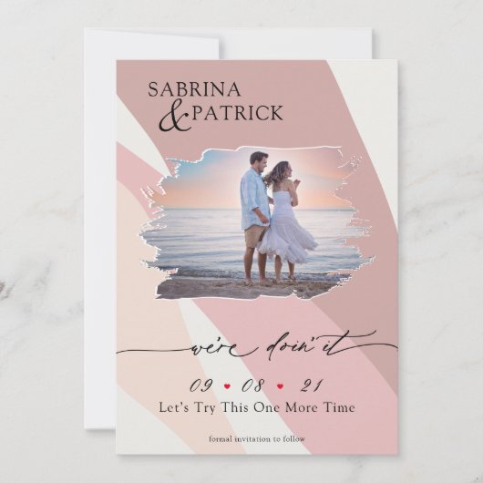 Moderne Abstracte Roos Blush foto Save The Date (Voorkant)