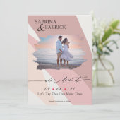 Moderne Abstracte Roos Blush foto Save The Date (Staand voorkant)