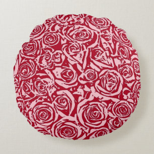 Moderne Abstracte Roos Patroon, Roos Rood en Roze Rond Kussen