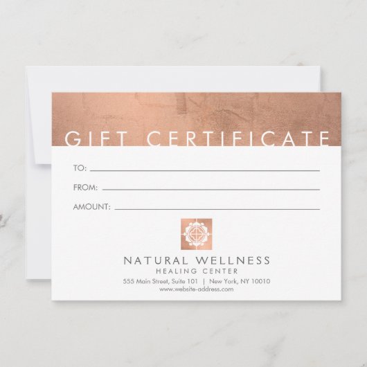 Moderne Abstracte RoseGold Wellness Cadeaubon (Voorkant)