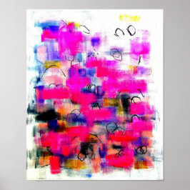 Moderne Abstracte roze acrylverf Poster