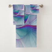 Moderne Abstracte roze blauwe turquoise Fractal Ar Bad Handdoek (Insitu)