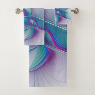 Moderne Abstracte roze blauwe turquoise Fractal Ar Bad Handdoek