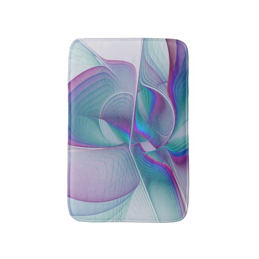 Moderne Abstracte roze blauwe turquoise Fractal Ar Badmat (Voorkant Verticaal)