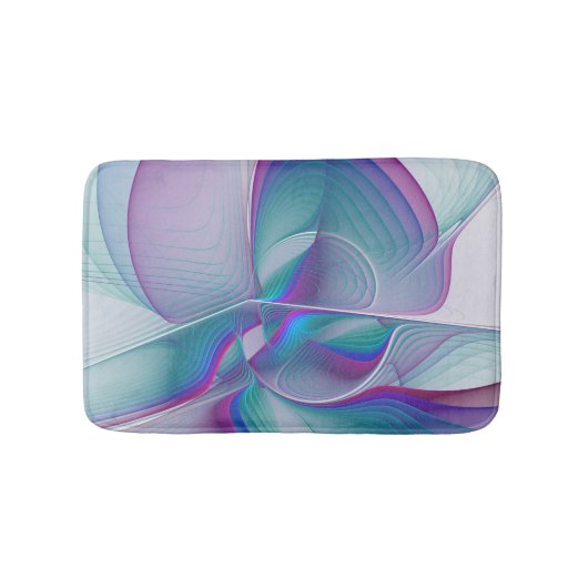 Moderne Abstracte roze blauwe turquoise Fractal Ar Badmat (Voorkant)