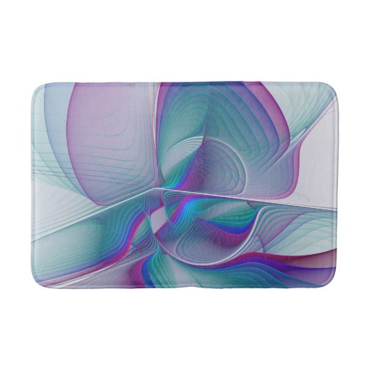 Moderne Abstracte roze blauwe turquoise Fractal Ar Badmat (Voorkant)