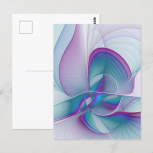 Moderne Abstracte roze blauwe turquoise Fractal Ar Briefkaart