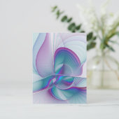 Moderne Abstracte roze blauwe turquoise Fractal Ar Briefkaart (Staand voorkant)